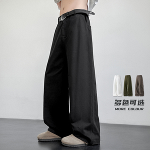 秋季美式ins纯色休闲工装裤男生潮流宽松直筒阔腿裤子K810特P45
