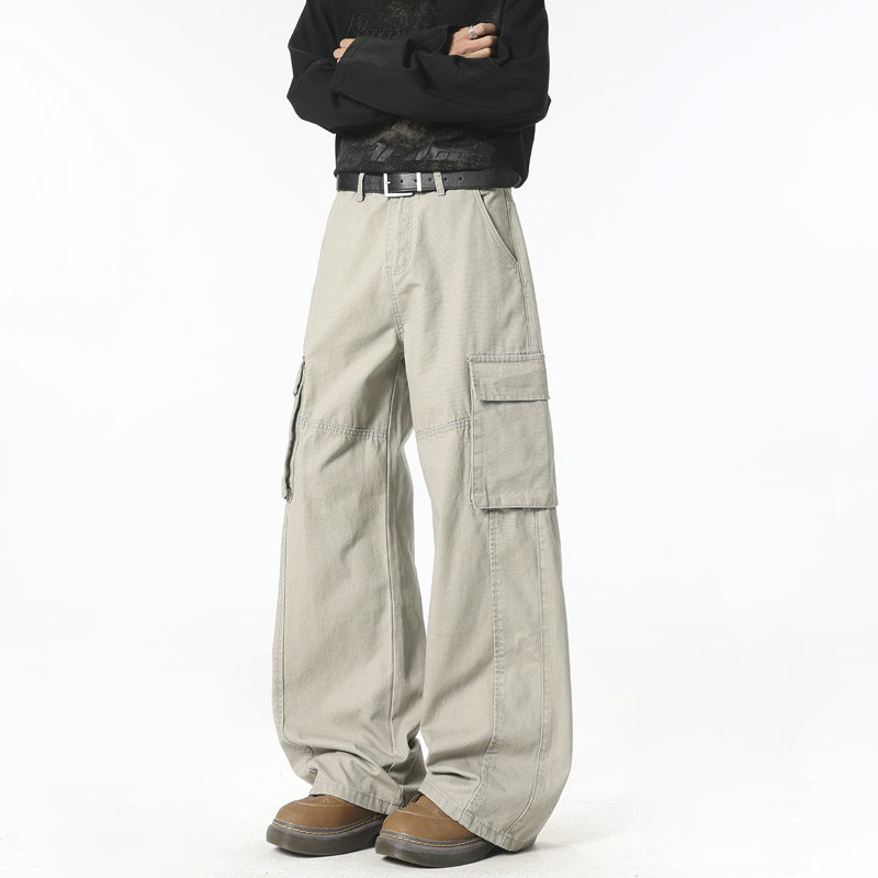 春季美式高街小众多口袋休闲工装裤男潮流宽松直筒裤086HP58，男装工装外套，电商B203-1