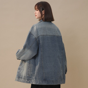 春季新款美式高街破洞牛仔外套女生夹克ins复古潮流宽松上衣 JK52图片