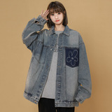 春秋季新款牛仔夹克女外套潮流刺绣宽松上衣JK40P95，男装夹克，电商B203-1