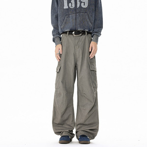 春季ins美式多口袋工装裤男潮流宽松直筒阔腿休闲裤 D528 P55，男装工装外套，电商B203-1