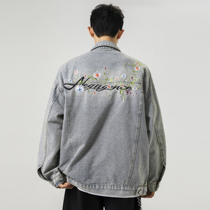 秋季新款美式高街刺绣牛仔外套男士潮流宽松帅气夹克外套 537 P95,男装工装外套,电商B203-1