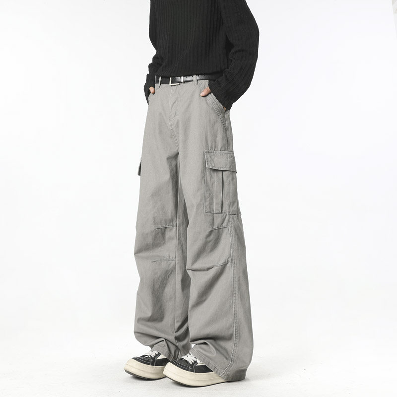 春季ins美式多口袋工装裤男潮流宽松直筒阔腿休闲长裤D528P55，男装工装外套，电商B203-1