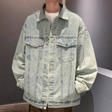 2025春季新款美式字母绣花牛仔外套男夹克潮流宽松JK45P95，男装夹克，电商B203-1