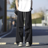 春夏季新款高街褶皱休闲裤男生宽松直筒阔腿伞兵裤2820特P45，男装休闲裤，电商B203-1