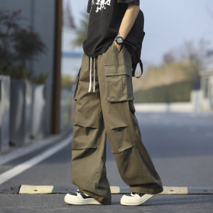 春夏新款美式多口袋工装裤男潮流宽松大码伞兵休闲长裤 828 特P52图片