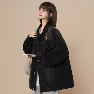 春秋季新款美式牛仔夹克女外套潮流刺绣宽松上衣 JK35 P95图片