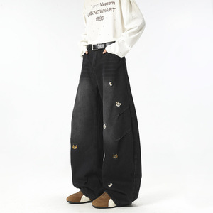 春季美式高街卡通动物刺绣牛仔裤男潮流宽松直筒长裤101H P58，男装牛仔裤，电商B203-1