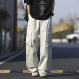 春夏季新款高街多口袋工装裤男宽松直筒阔腿休闲长裤子831特P55，男装工装外套，电商B203-1