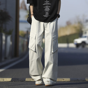 春夏季新款高街多口袋工装裤男潮流宽松直筒阔腿休闲裤 831 特P55图片