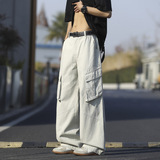 春夏季新款高街多口袋工装裤男宽松直筒阔腿休闲长裤子831特P55，男装工装外套，电商B203-1