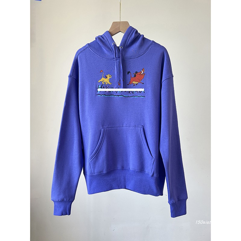 2025年新品秋冬款 Ds泥 卡通印花宽松休闲蓝色加绒连帽卫衣女