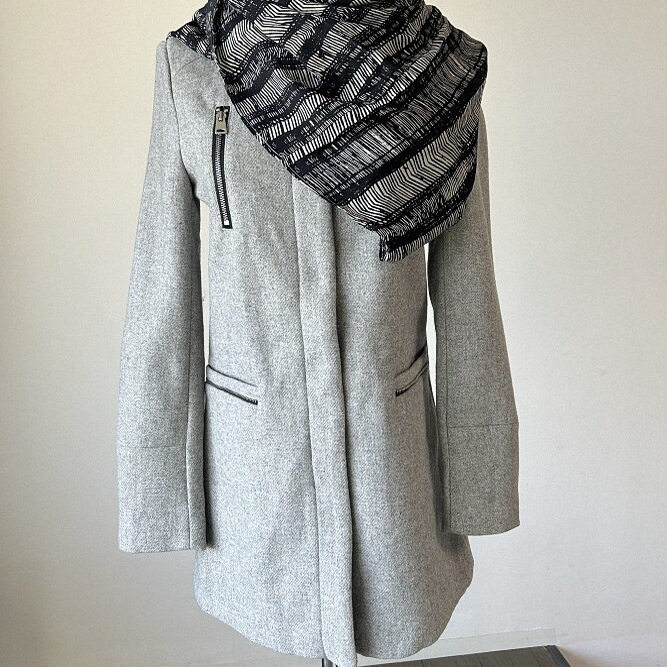 2025年秋冬款 高端面料 圆领修身拉链口袋毛呢外套女