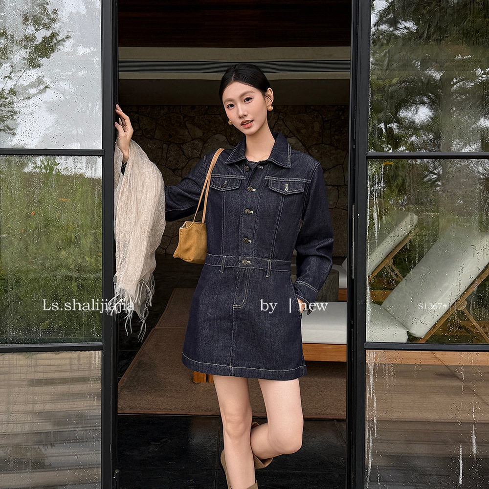 LS 港风时髦休闲牛仔连衣裙广州十三行2026早秋新款女装裙子S1367