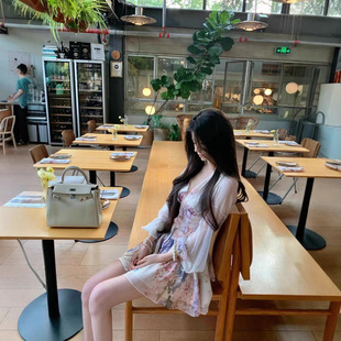 Hotdog热狗很辣紫藤花恋 送短裤紫藤花连衣裙女收腰显瘦短裙