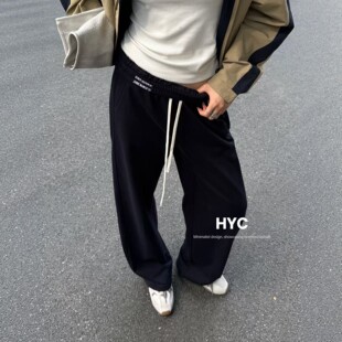 HYC十三行2026秋季新款宽松直筒休闲裤运动卫裤高腰百搭长裤20818