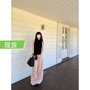 垂感宽松显瘦直筒裤 高品全亚麻夏日空调休闲裤 氧气 YUYU