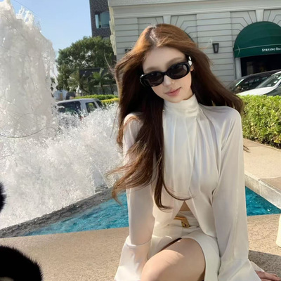 ba1mai*开衩2026早春秀款衬衫女宽松显瘦气质高级感温柔雪纺上衣