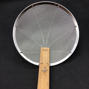 32cm30目竹柄大漏勺不锈钢笊篱密勺过滤网捞面勺加粗加固钢丝网厘