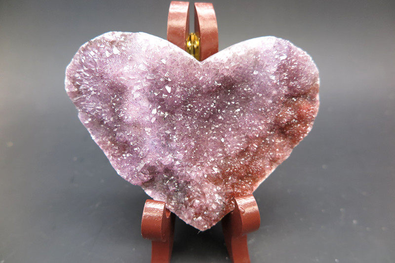 紫水晶簇彩水晶心形摆件 原石办公摆件消磁防辐射