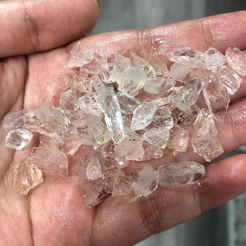 天然小颗粒摩根石水晶原石毛料原矿未打磨宝石矿物收藏标本裸石