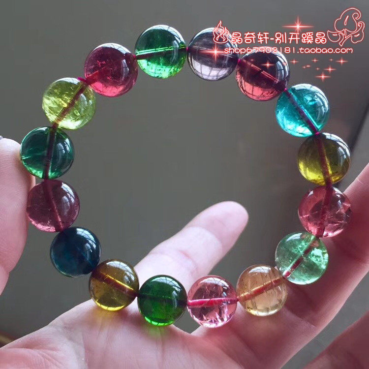 天然巴西碧玺大颗粒手链 12mm