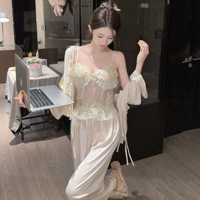 法式宫廷风蕾丝吊带短裤睡衣套装