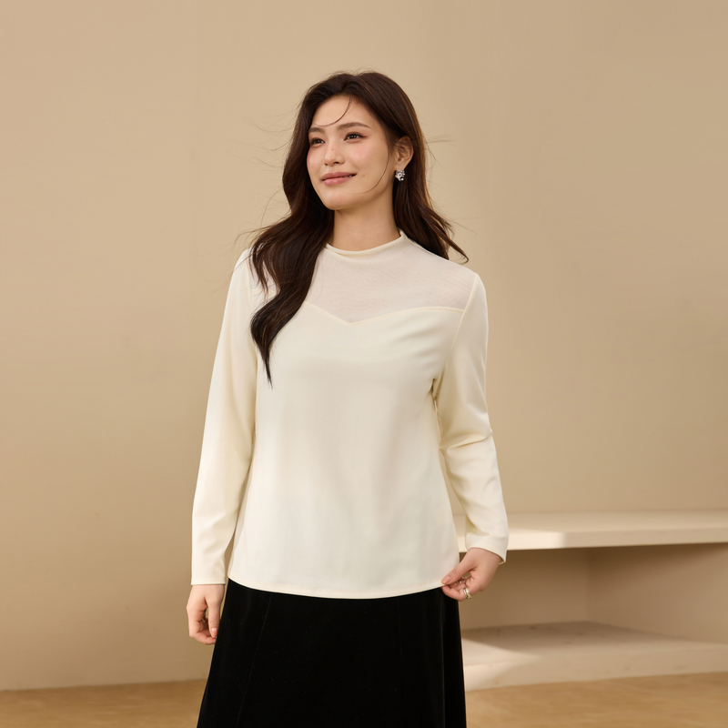 【半高领针织衫】纤莉秀大码女装简约气质打底衫胖mm2025冬装新款