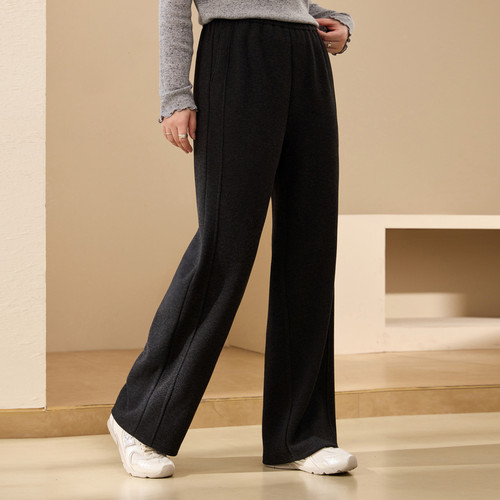 【斜纹肌理舒适裤子】纤莉秀大码女装慵懒休闲裤胖mm2025冬装新款