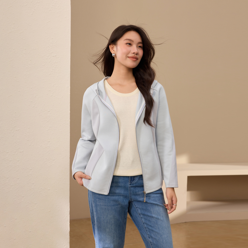 【连帽百搭短款外套】纤莉秀大码女装休闲慵懒开衫胖mm2025秋新款
