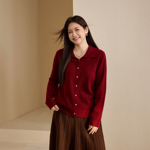 【柔软不扎翻领毛衣】纤莉秀大码女装温柔气质上衣胖mm2025冬新款