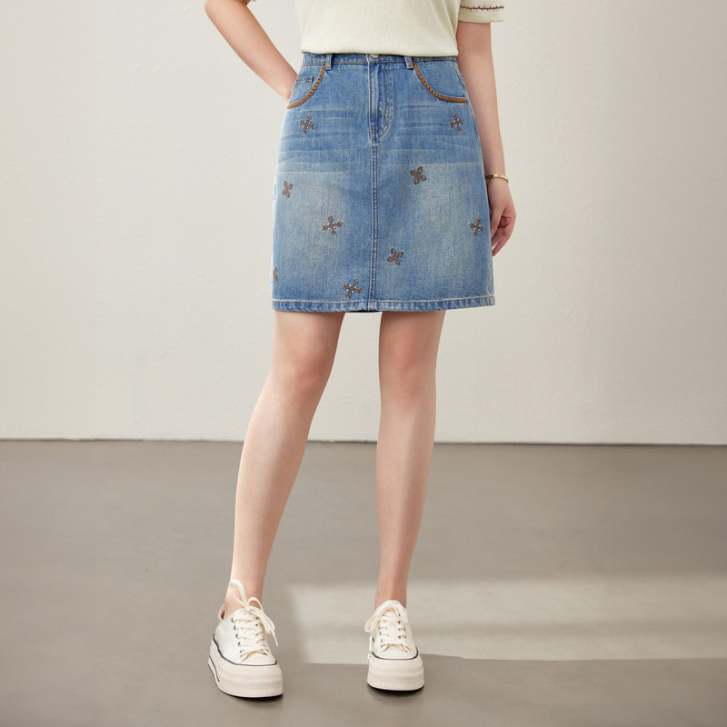 【休闲百搭松紧后腰个性牛仔短裙】纤莉秀大码女装胖mm2025夏新款,女装/女士精品,大码半身裙,淘宝优惠券,粉丝福利购,淘宝优惠卷