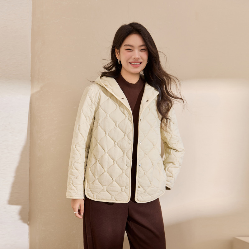 【摩洛哥】菱格短款宽松连帽棉服纤莉秀大码女装胖mm2025冬装新款,女装/女士精品,大码棉服,淘宝优惠券,粉丝福利购,淘宝优惠卷