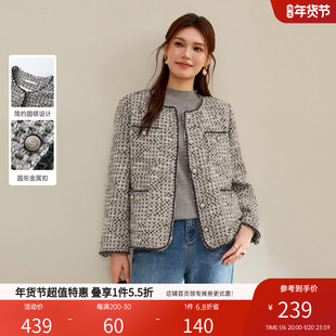 名媛千金风 女装 纤莉秀大码 新款 法式 气质夹棉外套胖mm2024冬装