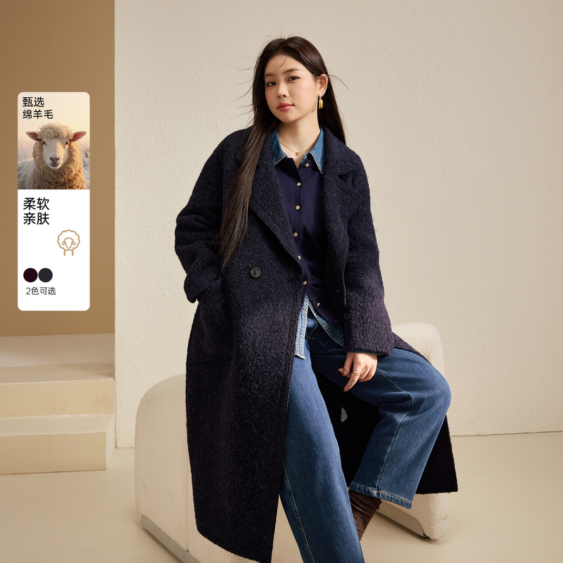 【慢调巴黎】复古质感轻奢毛呢外套纤莉秀大码女装胖mm2025冬新款