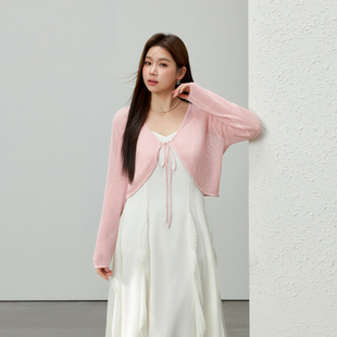 夏威夷海岸 胖mm夏装 欧若风V领系带针织衫 女装 新款 纤莉秀大码