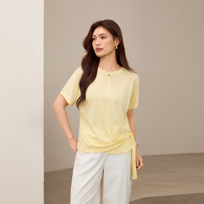 【设计感下摆柔软舒适百搭T恤】纤莉秀大码女装胖mm2025夏装新款