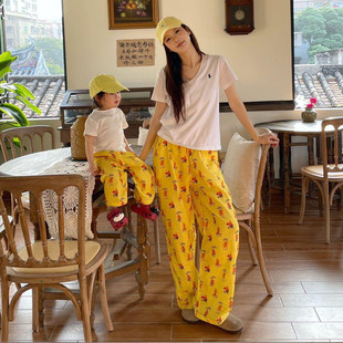 男女宝裤子春夏薄款儿童防蚊裤纯棉婴儿直筒阔腿裤洋气亲子装套装