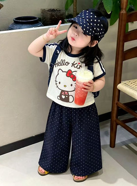女宝宝夏装短袖天丝牛仔裤套装