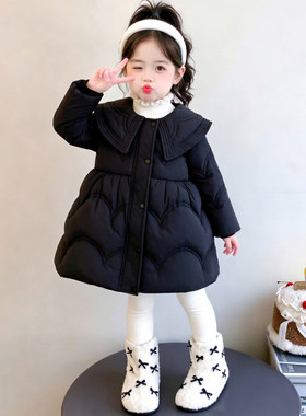 女小童中长款加厚连帽羽绒服外套