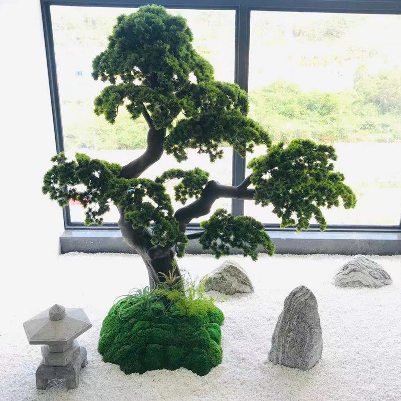 迎客松泰山石组合造景景观庭院室内楼梯间雪浪石微定制景观小石头