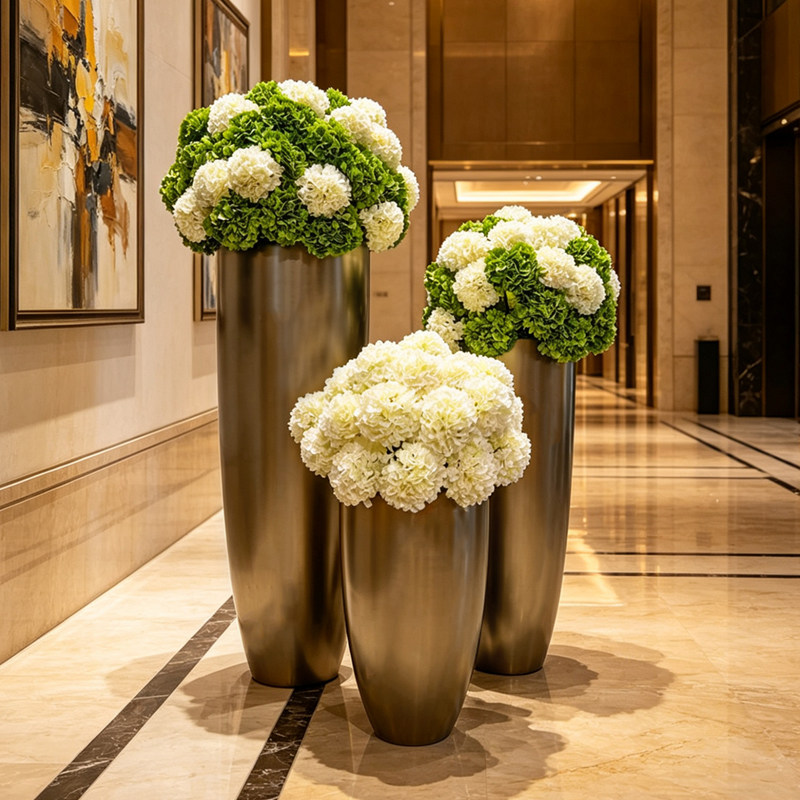 大型落地高档仿真绣球定制花艺套装商场酒店旋转门样板间大厅摆放