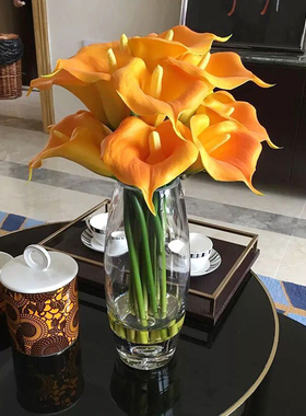 现代轻奢橙色马蹄连仿真花软装马仕橙样板房茶几床头柜装饰花艺