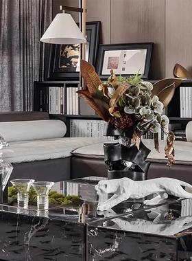 客厅仿真花艺摆件玻璃