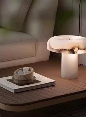 轻奢样板房床头柜沙发边几卫生间茶几香薰云石台灯组合装饰摆件