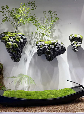 实木船景观小木船渔船吊饰酒店售楼处橱窗悬空花艺定制绿植假树