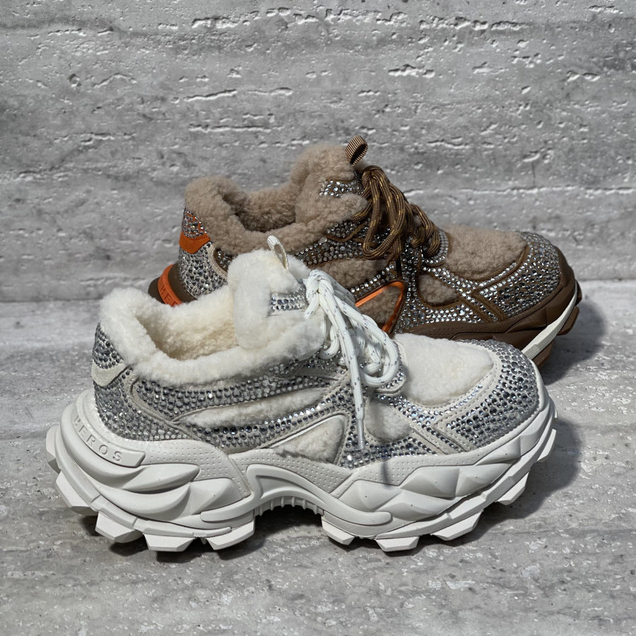 欧洲站女鞋2025冬季新款真皮羊猄水钻加绒厚底休闲运动鞋老爹鞋女,女鞋,老爹鞋,淘宝优惠券,粉丝福利购,淘宝优惠卷