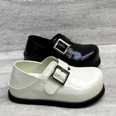 2026早春新款 漆皮内增高松糕底厚底大头鞋 皮鞋 欧洲站女鞋 乐福鞋 潮