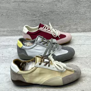 欧洲站2026春新款复古风真皮拼色德训鞋平底系带休闲运动赛车鞋潮,女鞋,德训鞋,淘宝优惠券,粉丝福利购,淘宝优惠卷