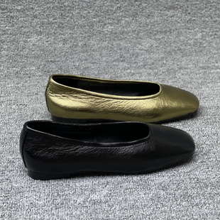 欧洲站女鞋2025秋季新款欧货真皮方头一字带粗跟浅口玛丽珍鞋单鞋